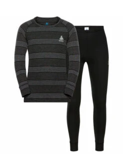 Odlo Kid's Active Warm Eco Base Layer Skiundertøjssæt - Børn - Black Melange