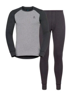 Odlo Men's Active Warm Base Layer Skiundertøjssæt - Herre - Dark Grey Melange/Grey Melange