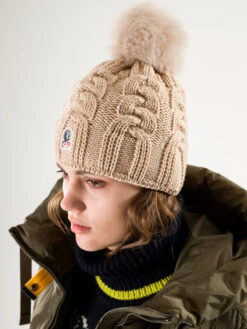 PARAJUMPERS Women's Cable Strikhue M. Kvast - Dame - Tapioca