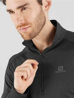 Salomon OUTRACK HALF ZIP MIDLAYER TIL HERRER | BLACK -BUB Snow Butik salomon outrack half zip midlayer til herrer black 580x773p 2